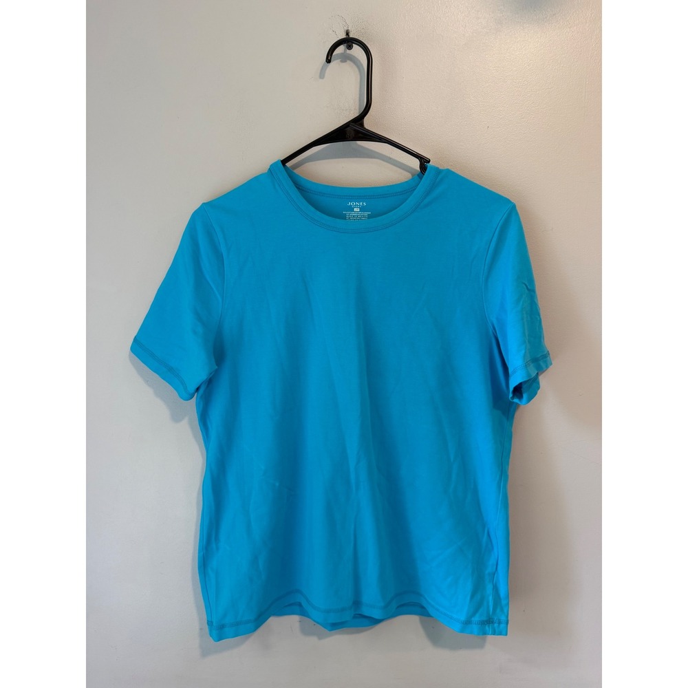 Jones Sport Womens Bright Blue Short Sleeve Crew Neck Cotton Blend Tee Large